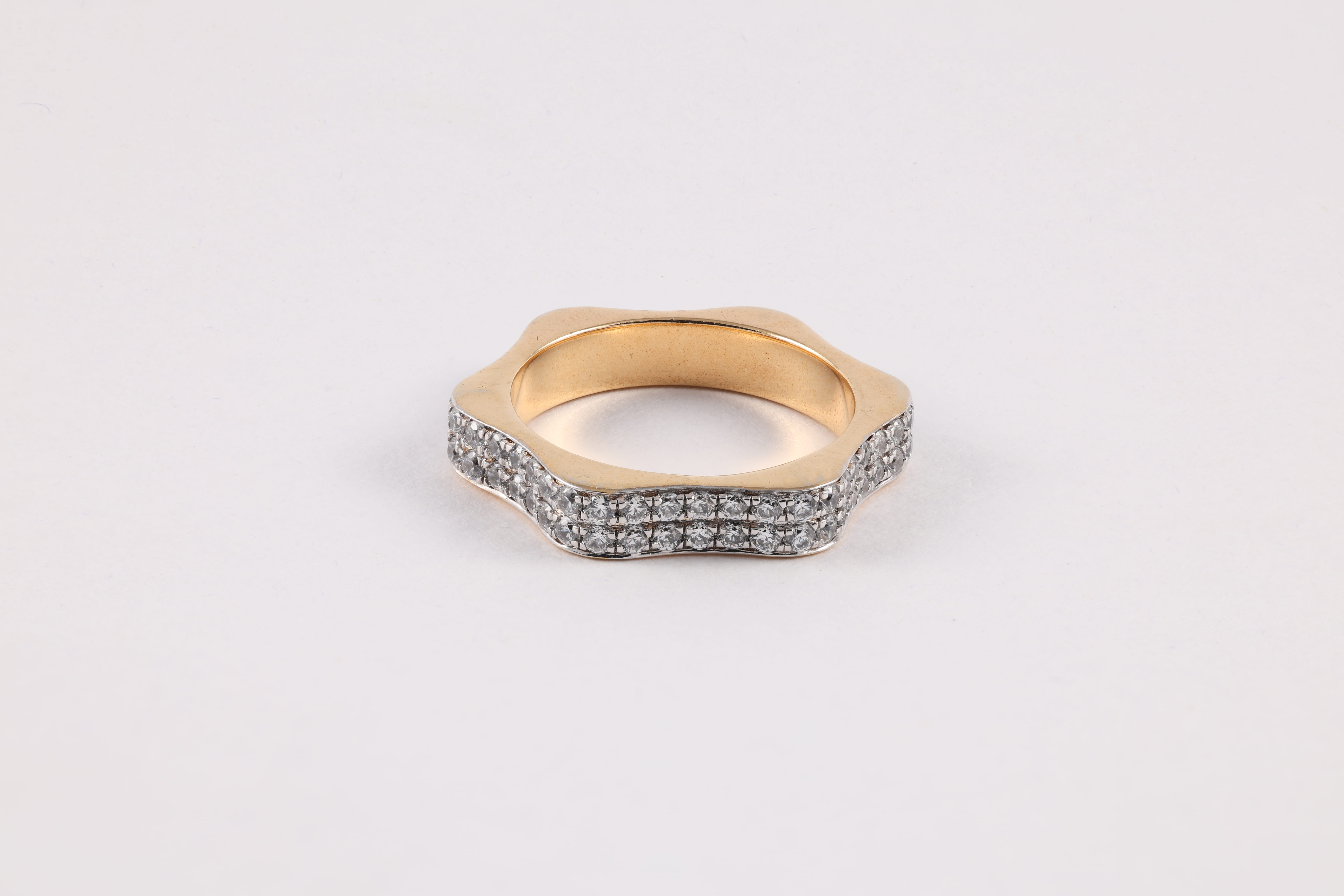 Yellow Gold Diamond Scalloped Eternity Band