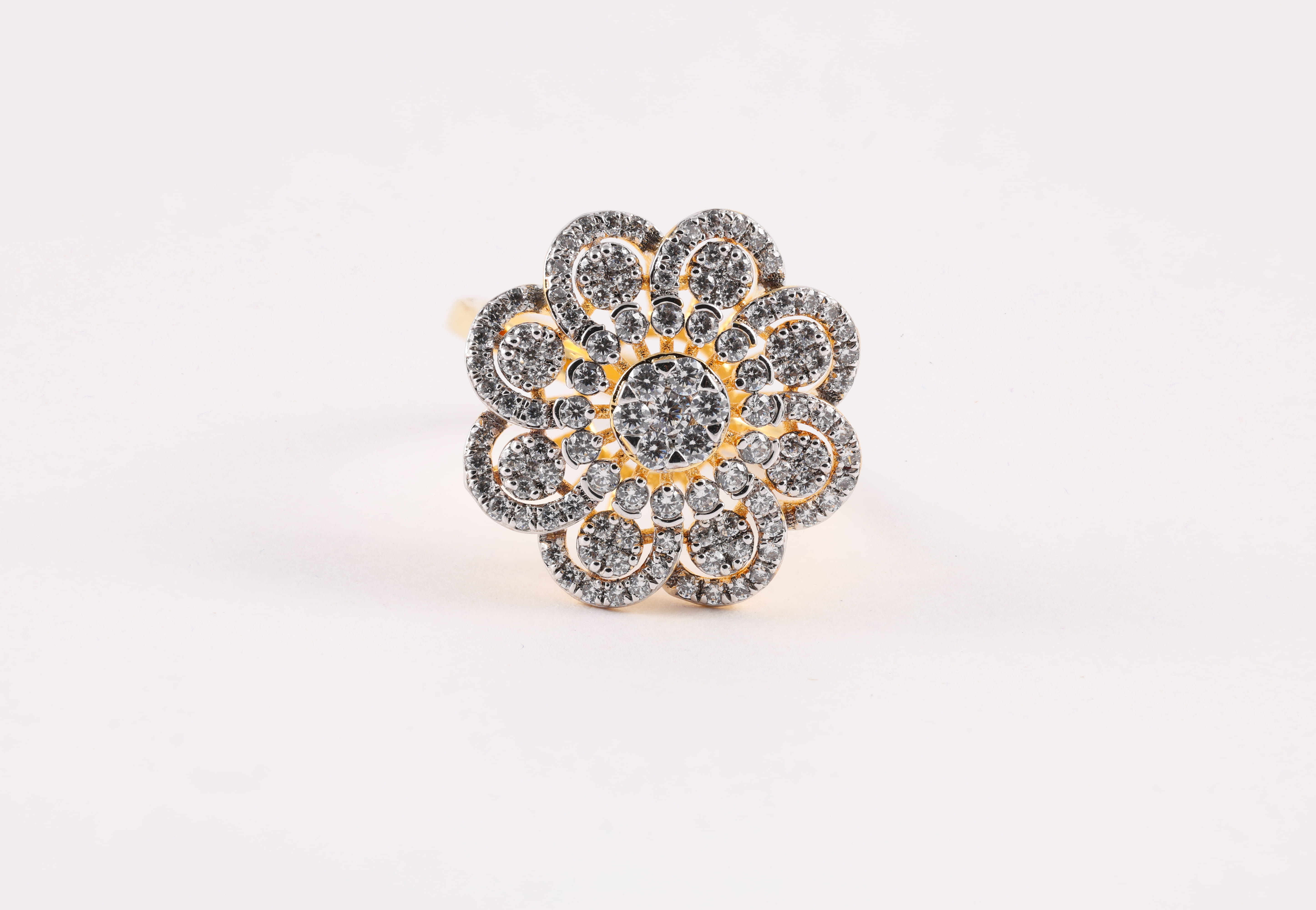 Yellow Gold Diamond Blossom Statement Ring