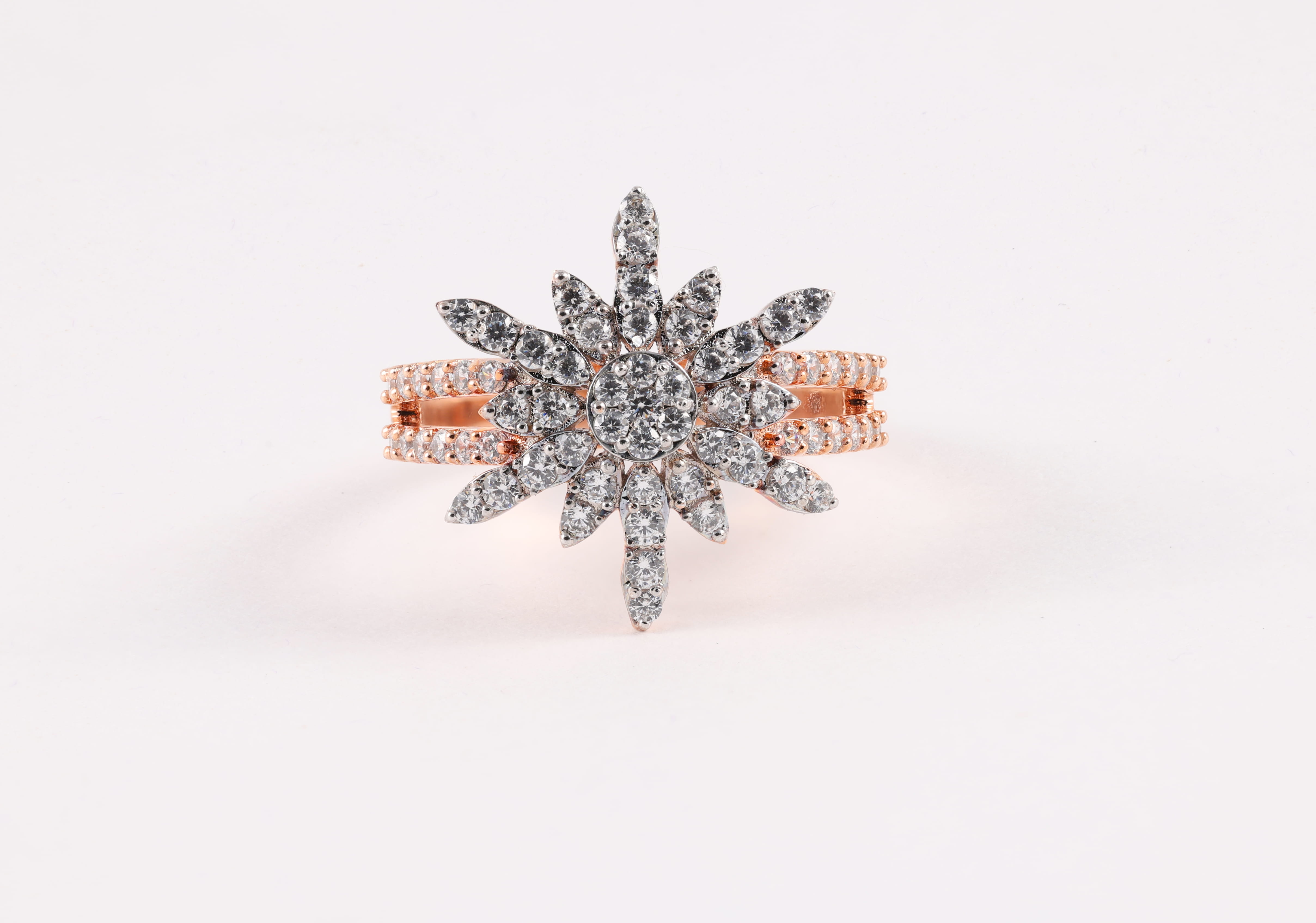 Rose Gold Diamond Starburst Statement Ring