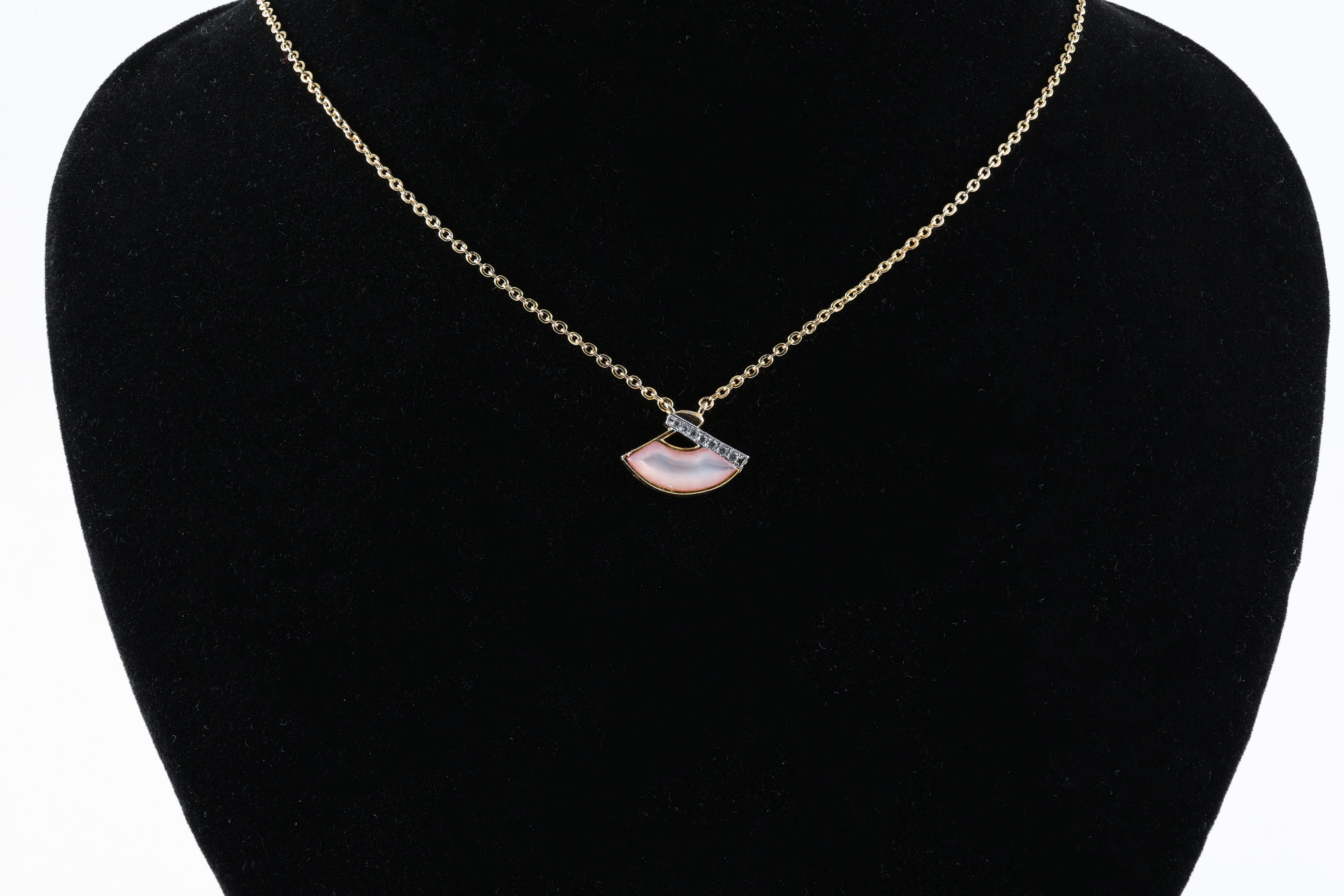 Pink Fan Enamel Pendant