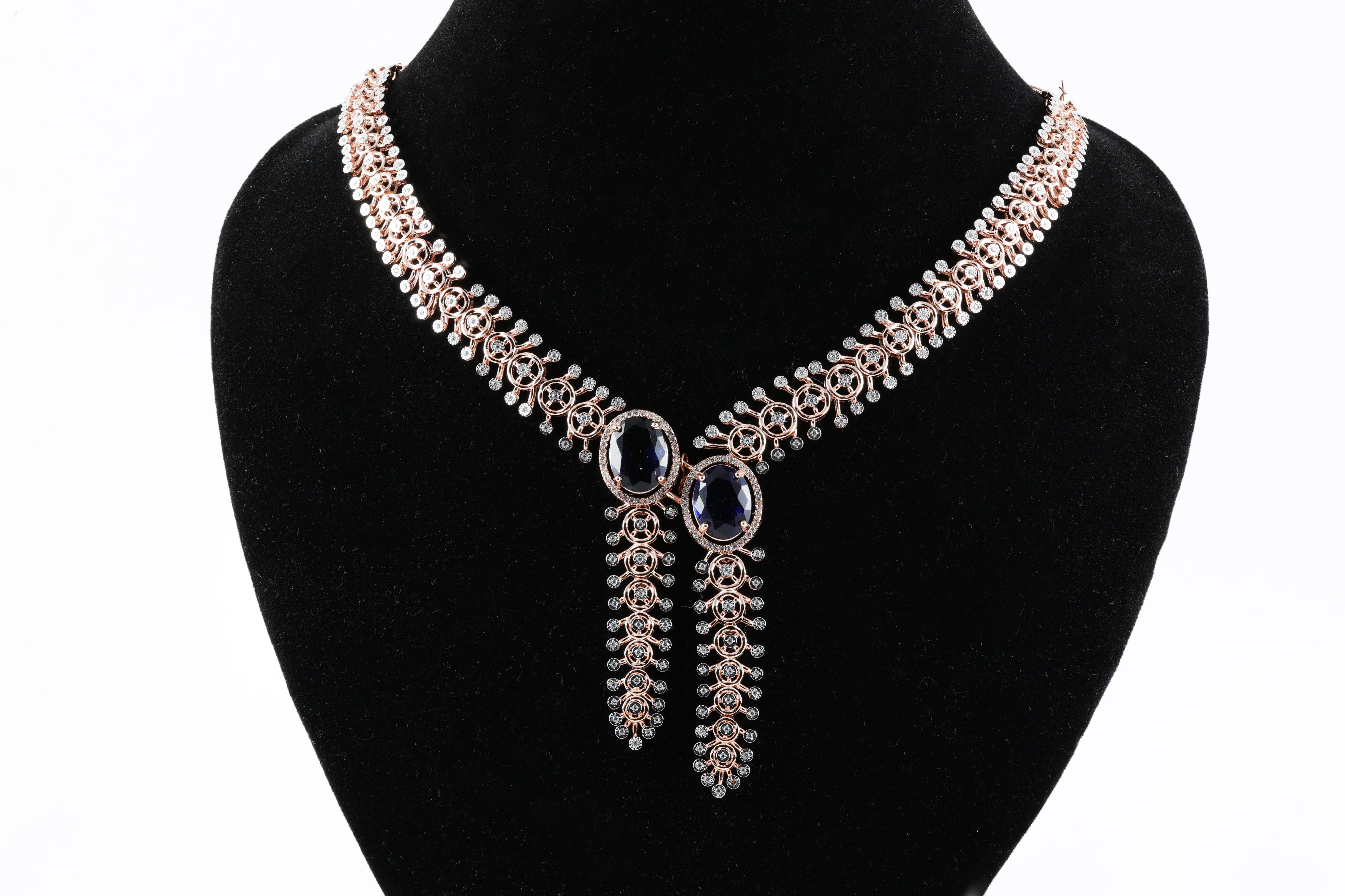 Sapphire Duo Drop Necklace