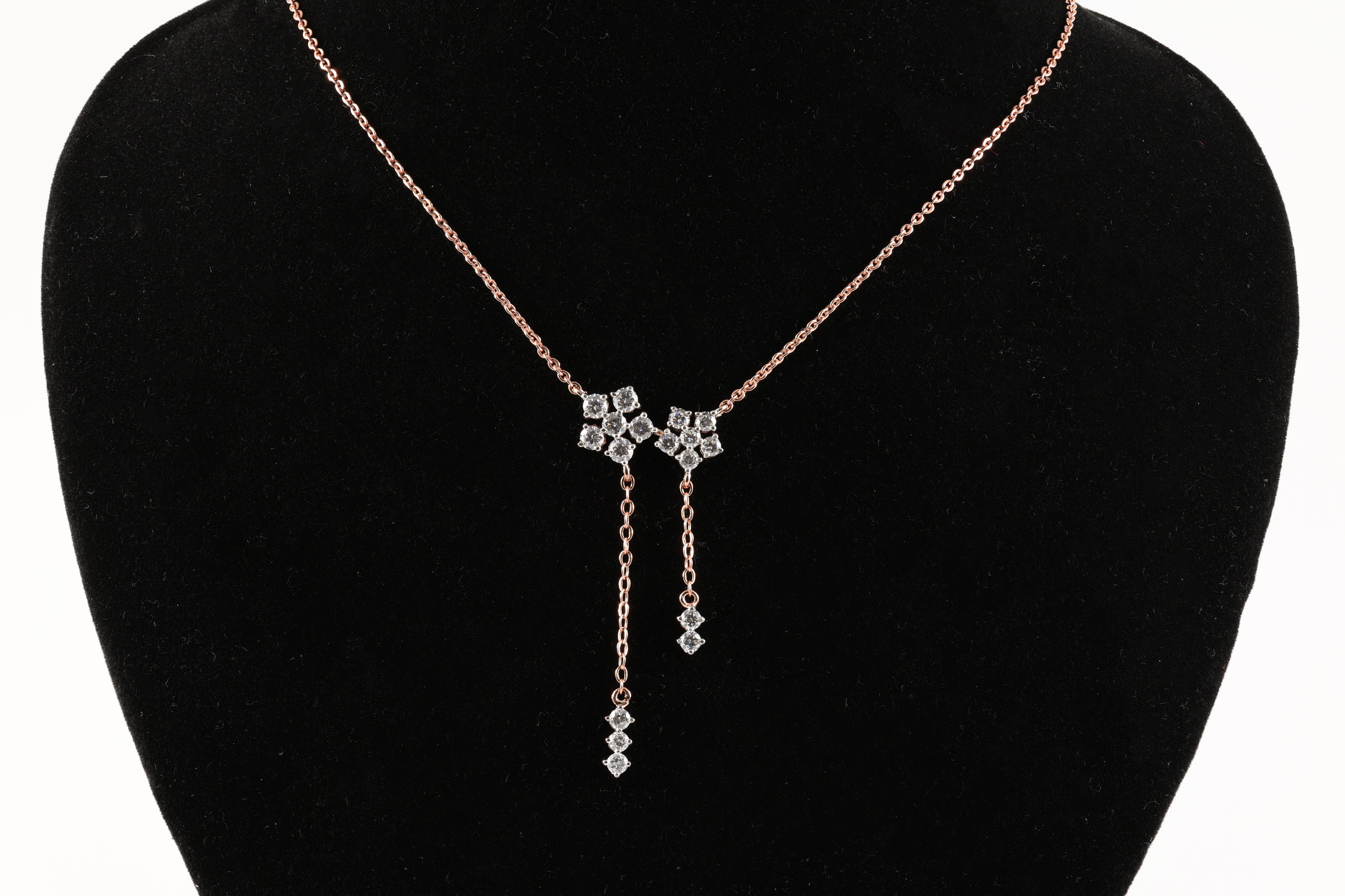 Twin Cluster Drop Necklace