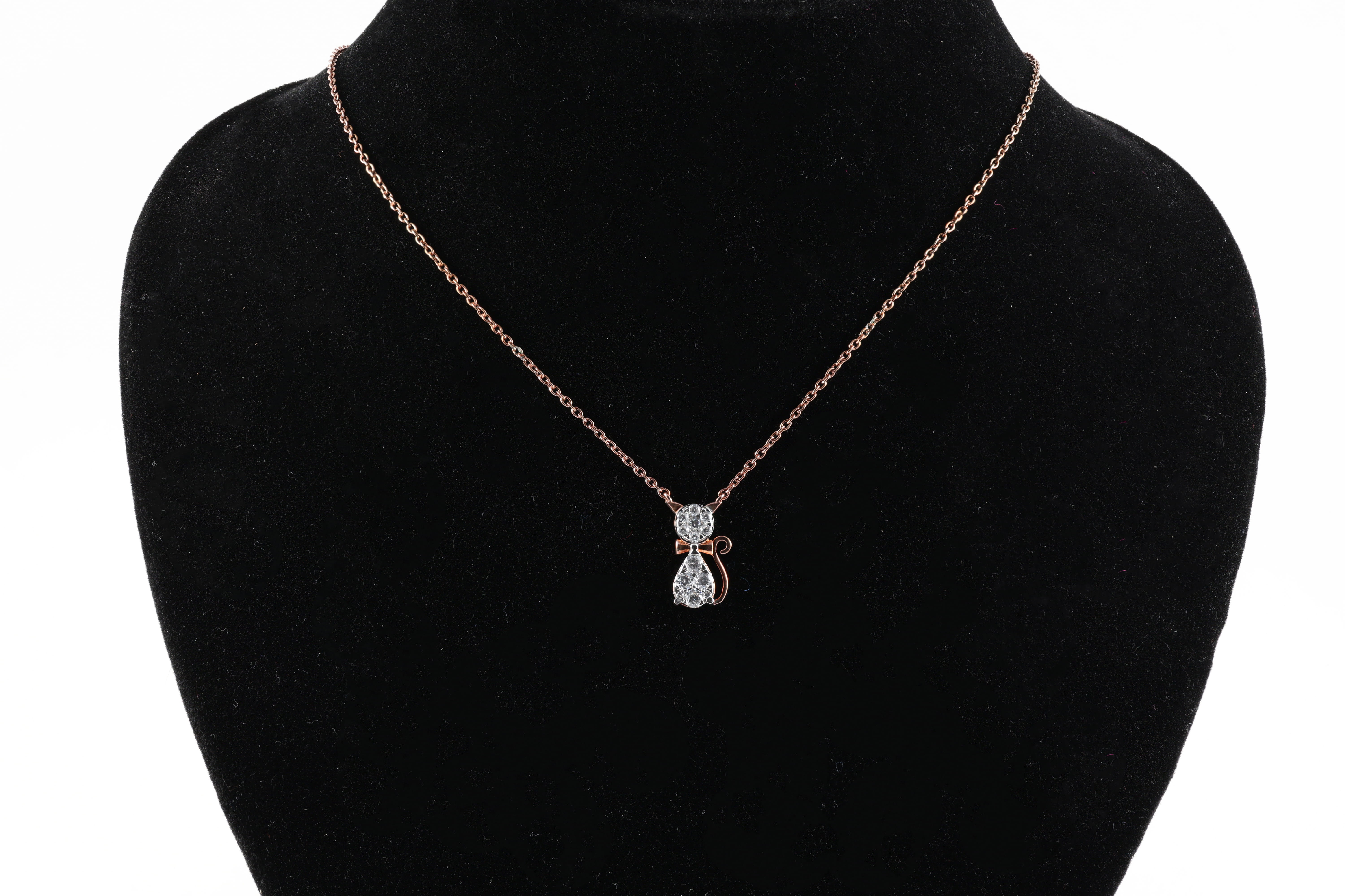 Diamond Kitty Cat Pendant