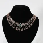 Emerald Leaf Real Gold Diamond Necklace in 14K, 18K & 22K Gold | Natural Diamond, AD & CVD Options