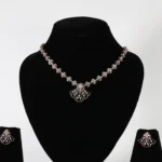 Art Deco Fan Real Gold Diamond Necklace Set with Matching Earrings