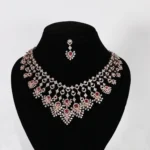 Royal Blush Real Gold Diamond Bridal Necklace Set with Matching Maang Tikka