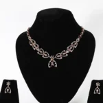 Infinity Leaf Real Gold Diamond Necklace Set with Matching Earrings