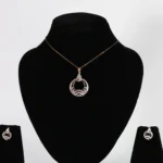Lunar Twist Real Gold Diamond Pendant Set with Matching Earrings