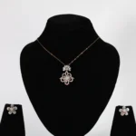 Blossom Clover Real Gold Diamond Pendant Set with Matching Earrings