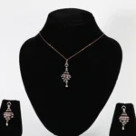 Royal Jhumka Real Gold Diamond Pendant Set with Matching Earrings