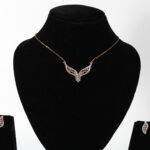 Twin Leaf Real Gold Diamond Mangalsutra Set with Matching Earrings