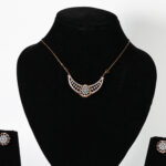Crescent Floral Real Gold Diamond Mangalsutra Set with Matching Earrings