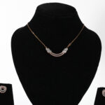Infinity Curve Real Gold Diamond Mangalsutra Set with Matching Earrings