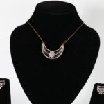 Floral Fan Design Real Gold Diamond Mangalsutra Set with Matching Earrings