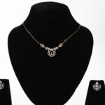 Royal Oval Halo Real Gold Diamond Mangalsutra Set with Matching Earrings